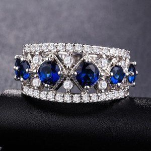 Sterling Silver Blue Sapphire  Ring 6